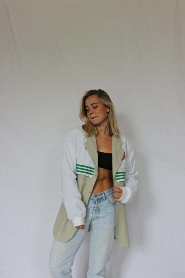 Light Green Blazer White Sporty Sleeves