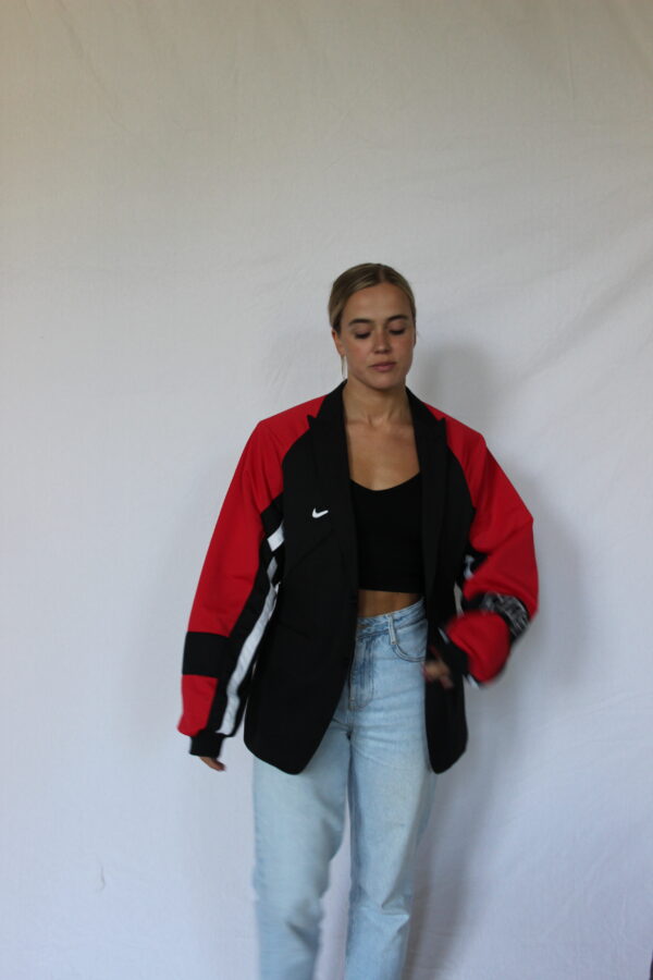 Black Blazer Red Sporty Sleeves