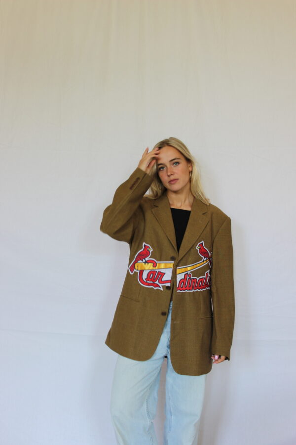 Brown Blazer Red Sporty Back