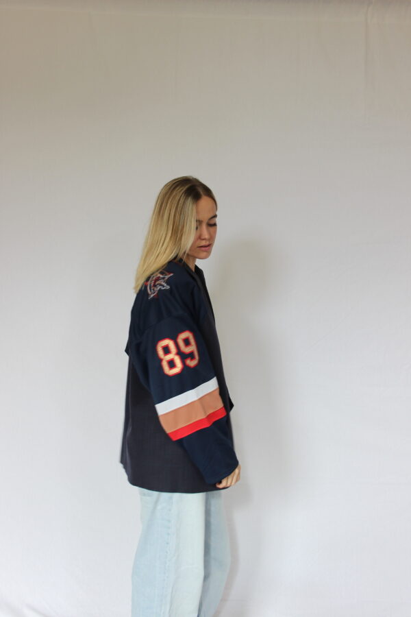 Navy Checked Blazer Sporty Sleeves